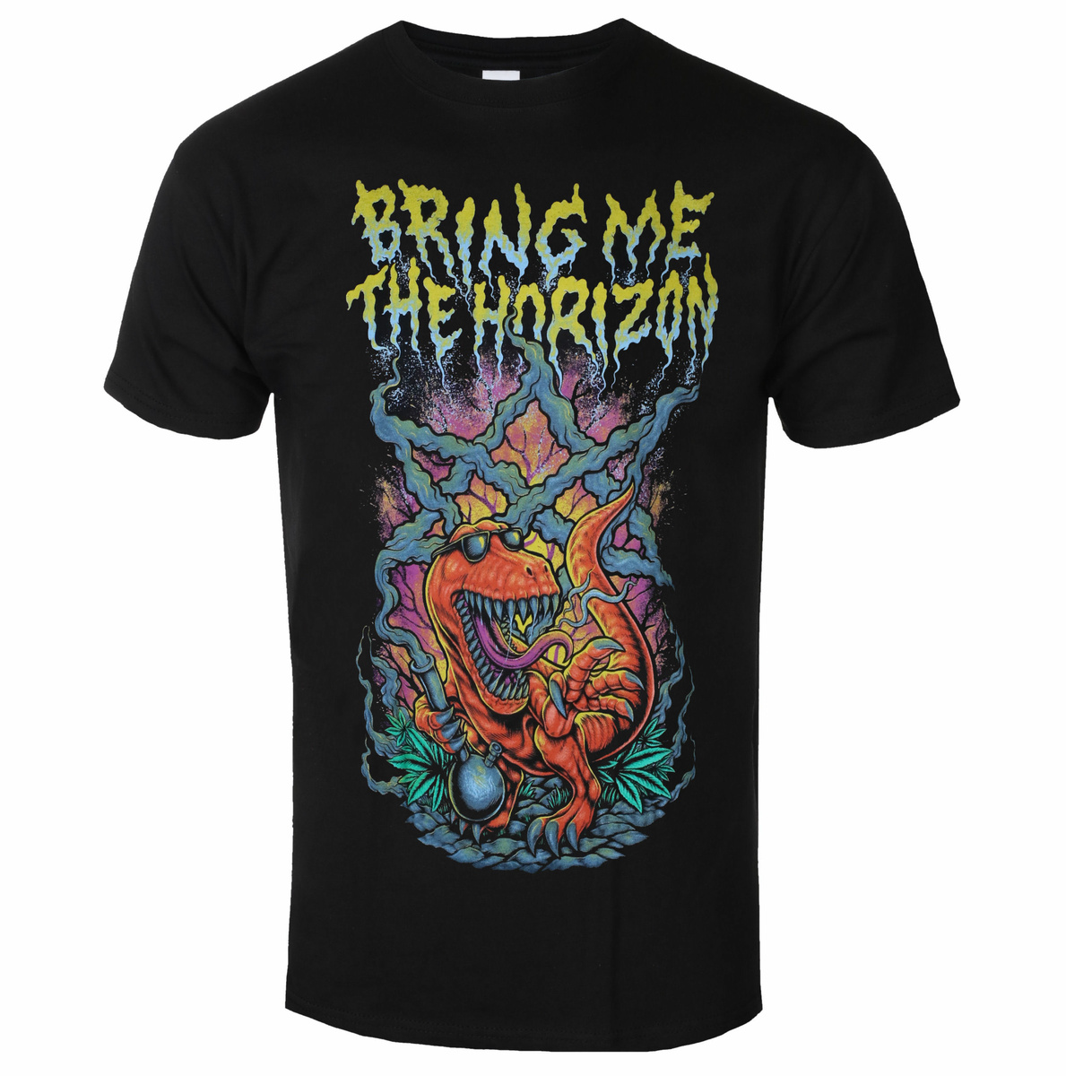 men's t-shirt Bring Me The Horizon - Smoking Dinosaur - BLACK