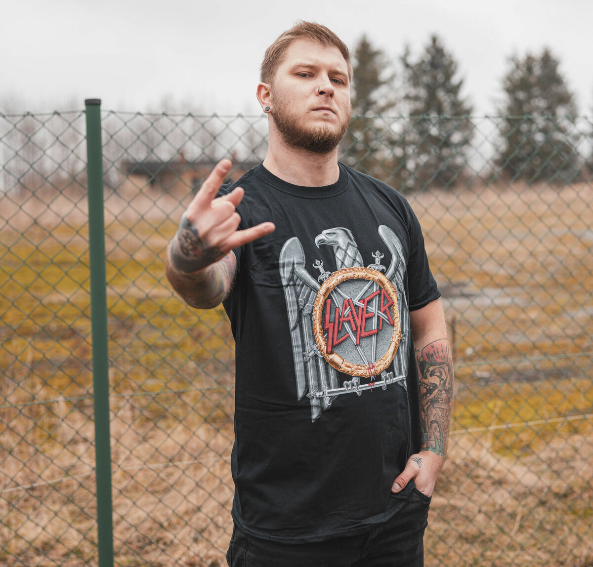 T-shirt men's Slayer - Eagle - ROCK OFF