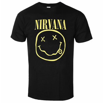 Men's t-shirt Nirvana - Yellow Happy Face - Black - ROCK OFF - NIRVTS04MB