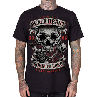 men's t-shirt with print BLACK HEART - WHISKEY PISTON - Black, BLACK HEART