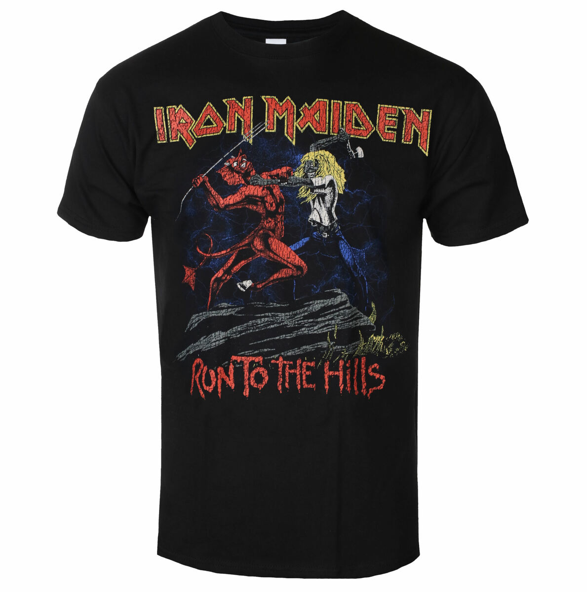 men's t-shirt Iron Maiden - NOTB Run To The Hills Distress - BLACK
